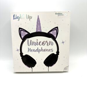 Gabba Goods Unicorn Light Up Headphones Black/Purple Corded- NEW IN BOX